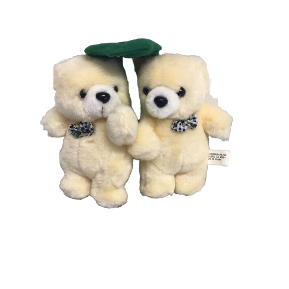 Wondertreats Twin Plush Toy Four Leaf Clover Stuffed Animal Bears 8” Vintage - Picture 1 of 10